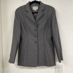 Emanuel Ungaro Grey Wool Fitted Button Down Blazer Women’s 6 Preppy Office Work